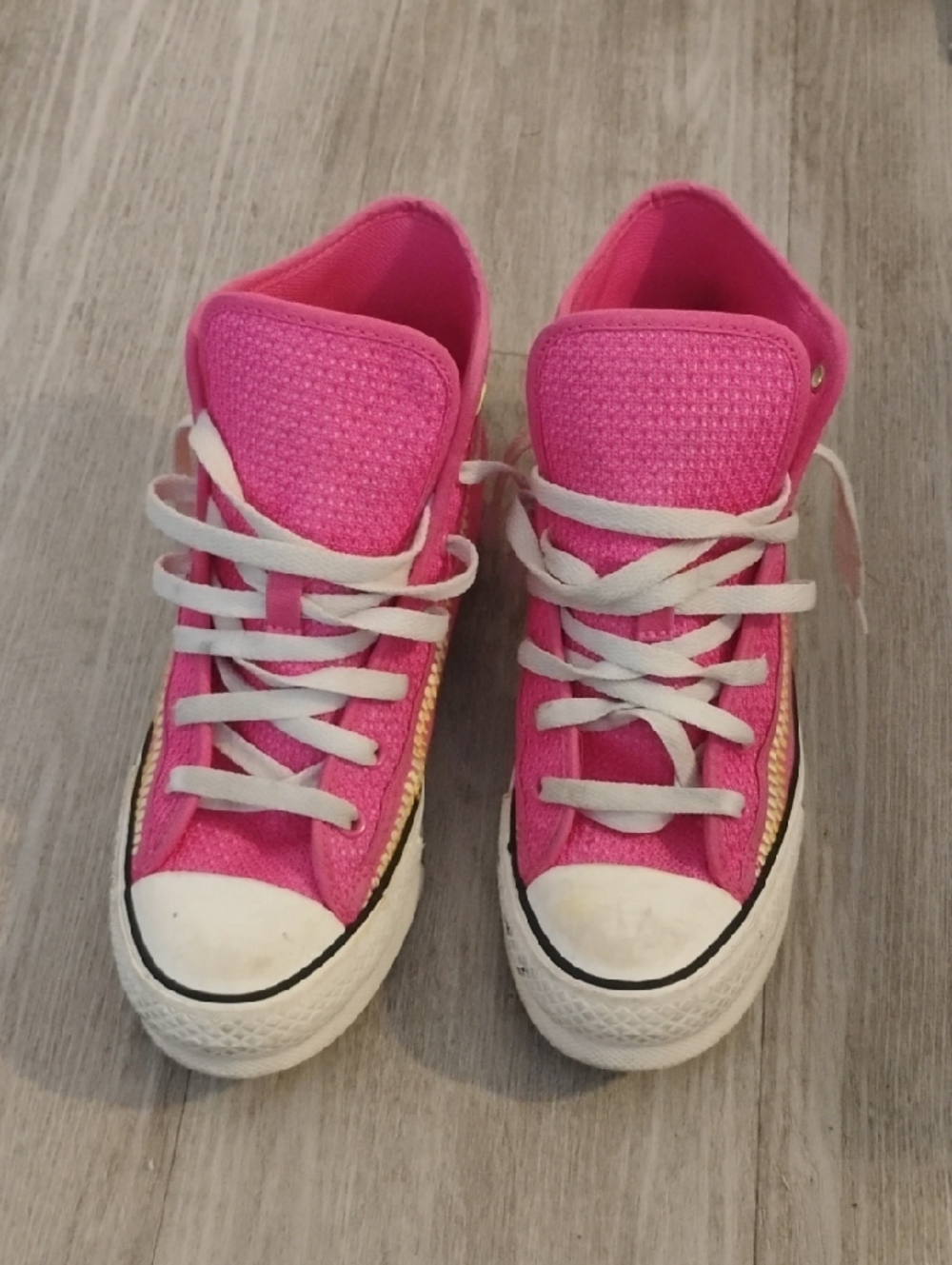 Bright Pink High-Top Lace-Up Sneakers